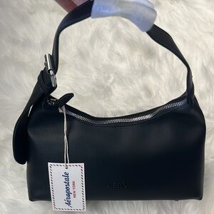 🆕 Aeropostale Shoulder Bag with Adjustable Buckle Strap Black Purse Handbag